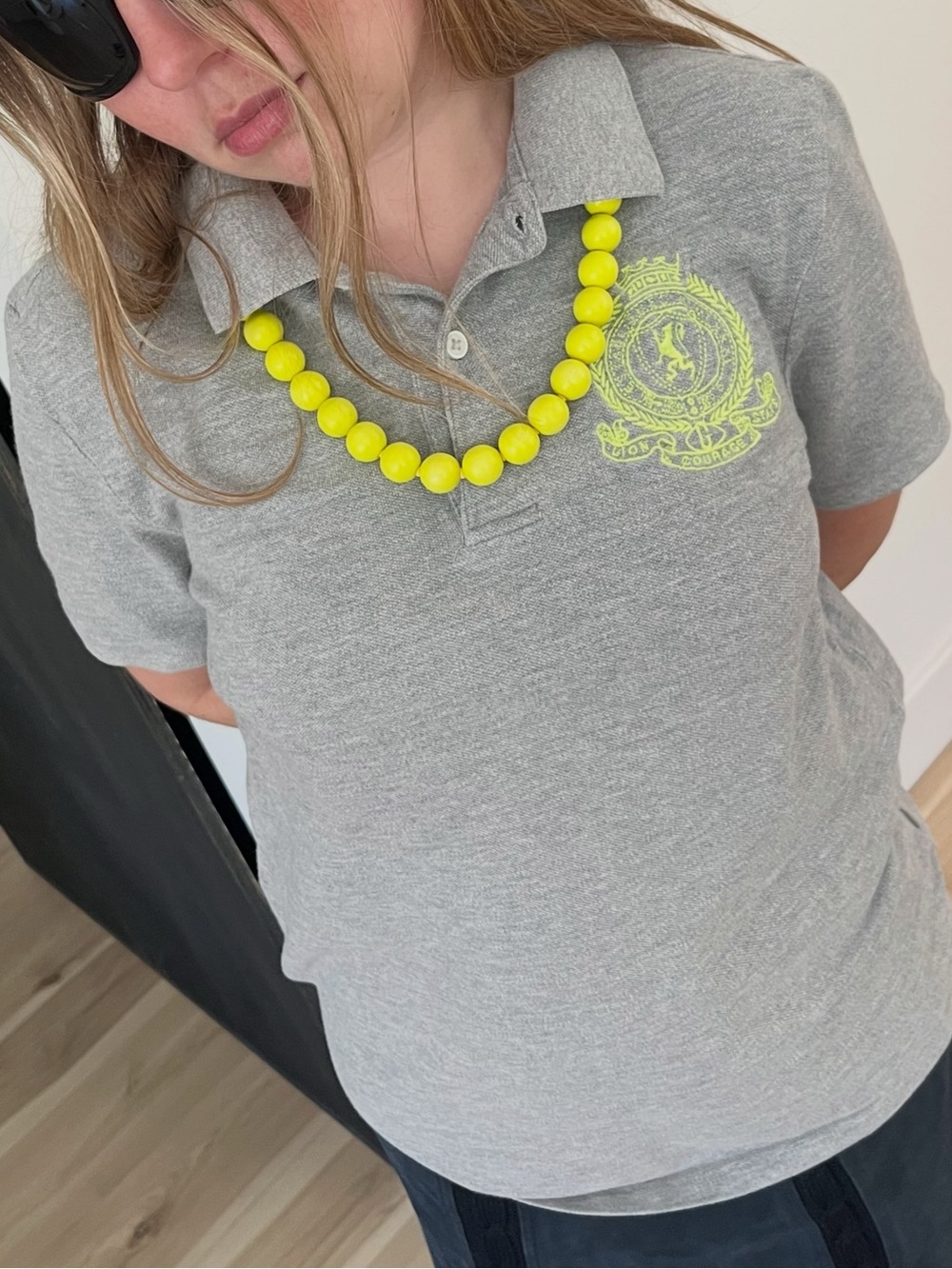 Polo shirt gray/neon